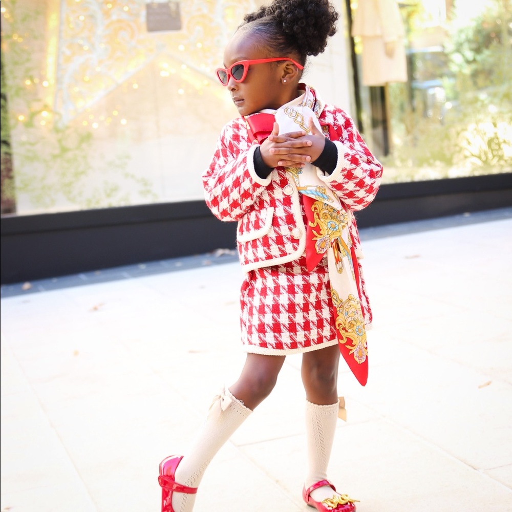 Girls "Coco" tweed blazer and skirt set